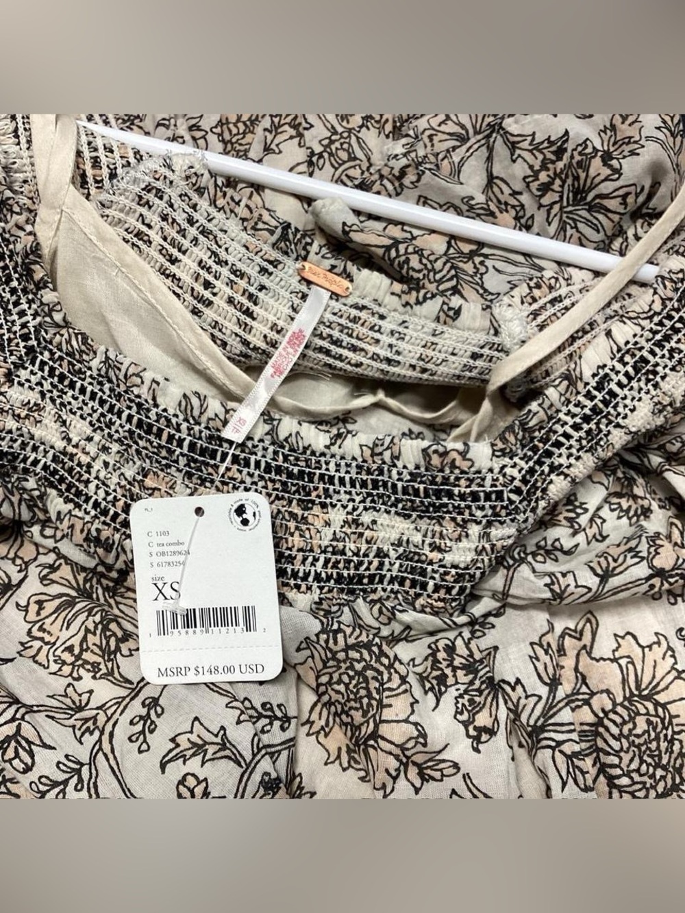 NWT Free People Cream Floral Flowy Maxi‎ Dress MSRP$148 - Picture 6 of 7